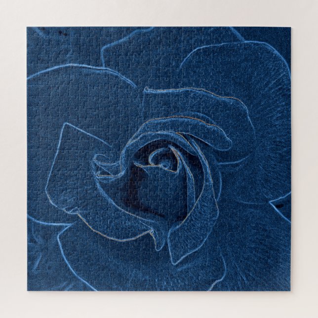 samtblaue Rose Puzzle (Vertikal)