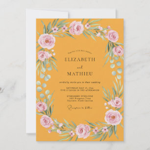 Samtblume Pink Ranunculus Eukalyptus Hochzeit Einladung