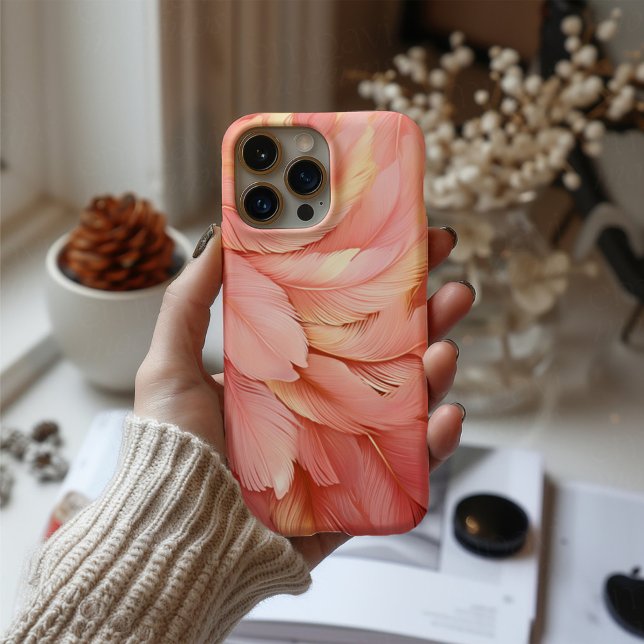 Samtene Blütenblättchen – Luxuriöser rosa Federblü iPhone 16 Hülle (Von Creator hochgeladen)