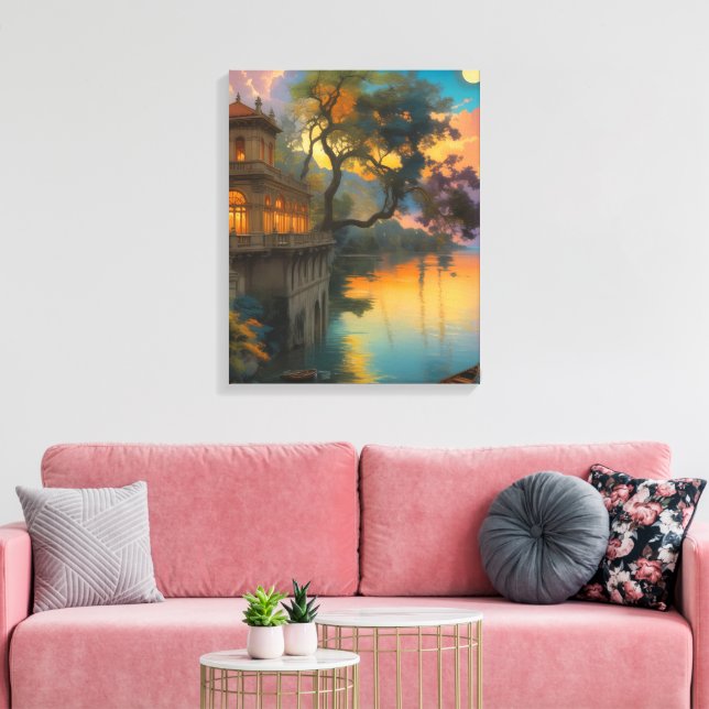Samtene Dämmerung: Die Seevilla Leinwanddruck (Insitu (Wohnzimmer))