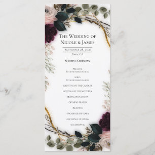 Samtene Pflaumen-Garten-Blumen-Hochzeit Menükarte