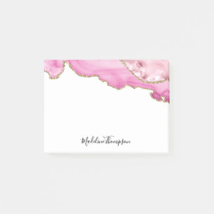 Samtene Pink Gold Achat Geode Script Typografie Post-it Klebezettel