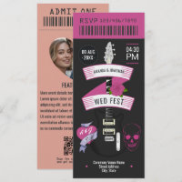 Samtene Rock ’n’ Roll Hochzeitsticket-Einladung