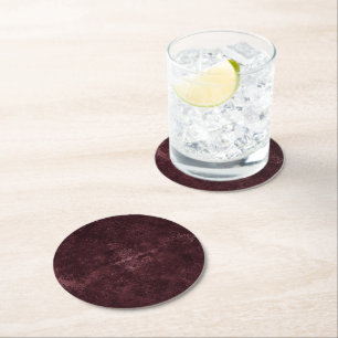 Samtene Weindamaske Bordeaux Sangria Grunge Glam Runder Pappuntersetzer