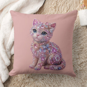 Samtige Katze Nacht Ästhetik Druck Kissen
