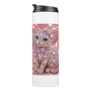 Samtige Katze Nacht Ästhetik Druck Thermosbecher