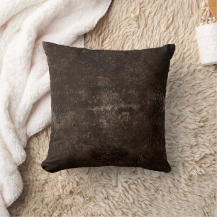 Samtiges Bronze-Damaskus   Brauner Barock-Grunge Kissen