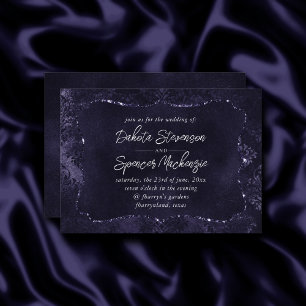 Samtiges Damast in Mitternachtsblau Indigo-Viole Einladung