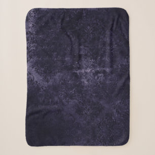 Samtiges Damast in Mitternachtsblau Indigo-Viole Sherpadecke