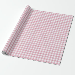 Samtiges Rosa und Weißes Kleines Gingham Charm Geschenkpapier