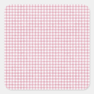 Samtiges Rosa und Weißes Kleines Gingham Charme Quadratischer Aufkleber