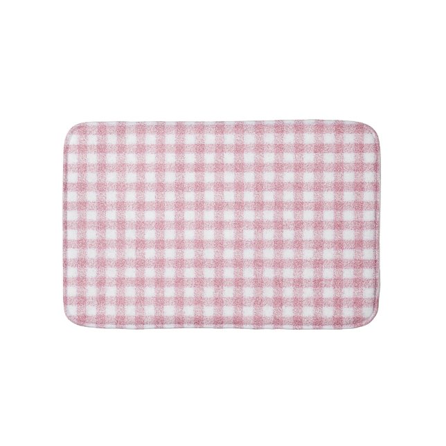 Samtiges Rosa-Weiß-Gingham-Charm Badematte (Vorderseite)