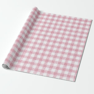 Samtiges Rosa-Weiß-Gingham-Charm Geschenkpapier