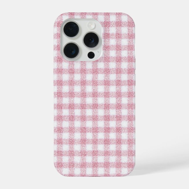Samtiges Rosa-Weiß-Gingham-Charm iPhone Hülle (Rückseite)