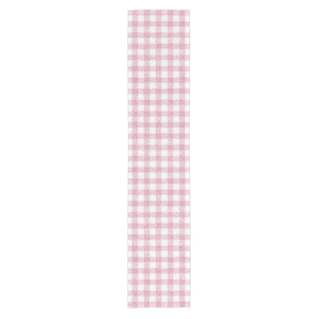 Samtiges Rosa-Weiß-Gingham-Charm Kurzer Tischläufer (Vorderseite)