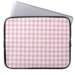 Samtiges Rosa-Weiß-Gingham-Charm Laptopschutzhülle