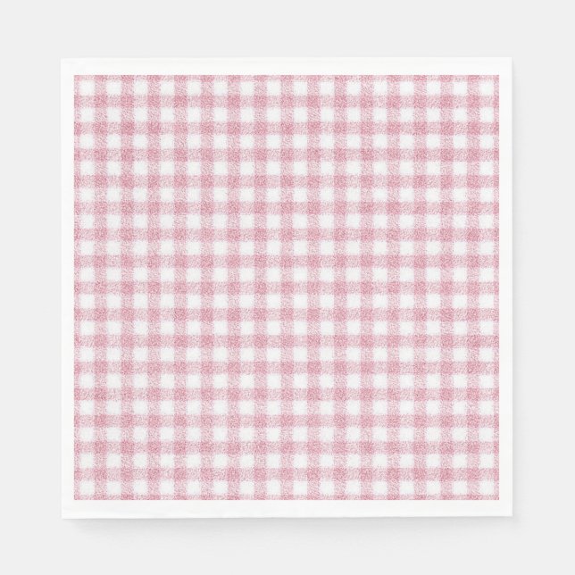 Samtiges Rosa-Weiß-Gingham-Charm Serviette (Vorderseite)