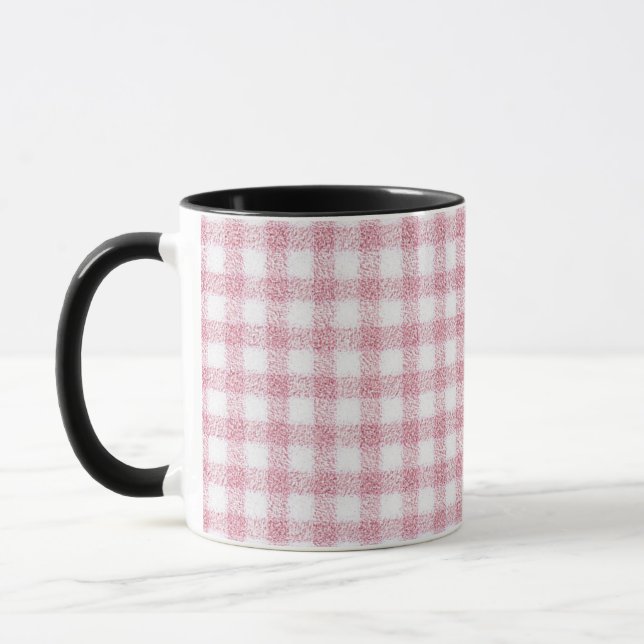 Samtiges Rosa-Weiß-Gingham-Charm Tasse (Links)
