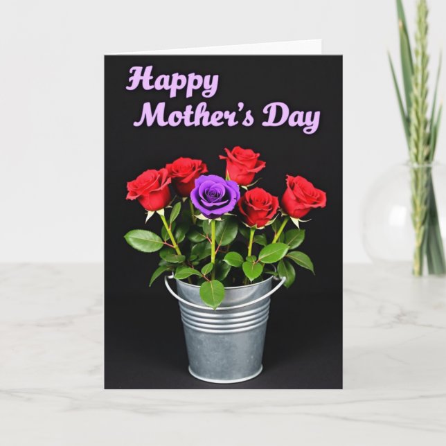 Samtkartenstrauß Rosen Karte (Vorderseite)