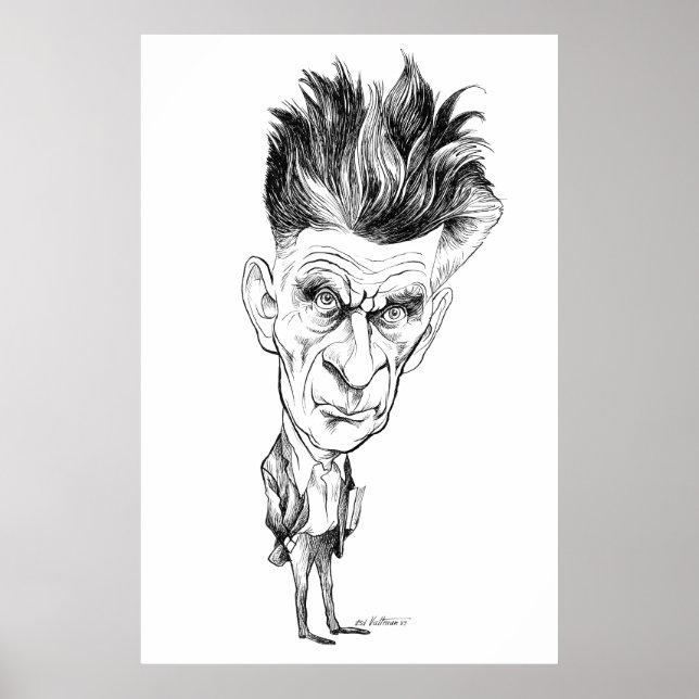 Samuel Beckett Caricature von Edmund S Valtman Poster (Vorne)