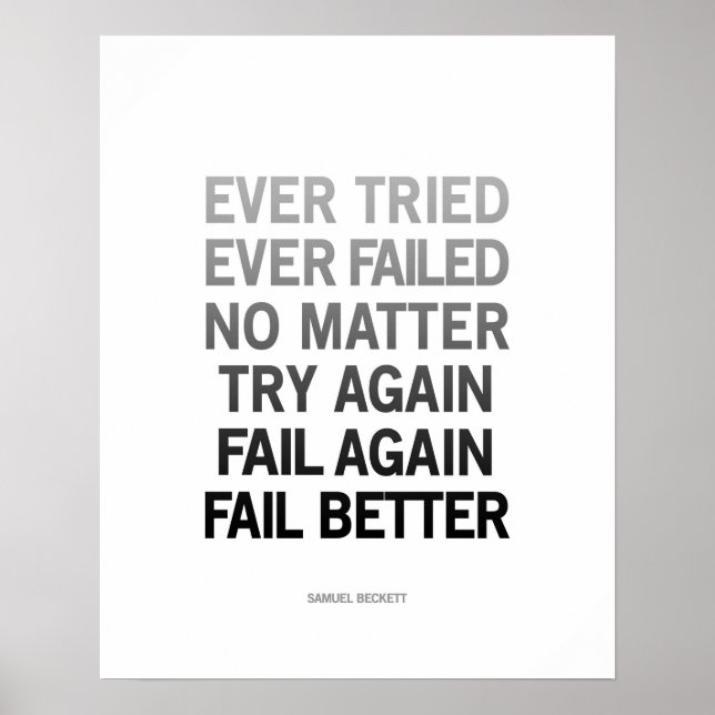 Samuel Beckett Zitat Poster Black/White (Vorne)
