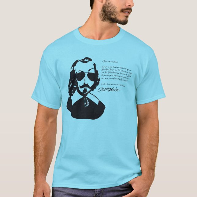 Samuel Champlain Hipster Text der Zukunft + Brille T-Shirt (Vorderseite)