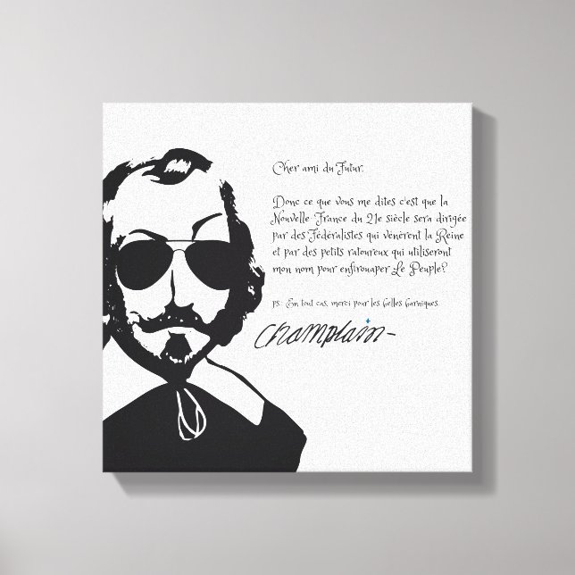 Samuel Champlain Hipster texte du future+lunettes Leinwanddruck (Vorderseite)