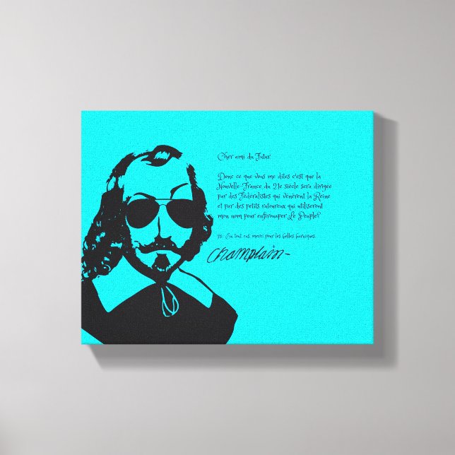 Samuel Champlain Hipster texte du future+lunettes Leinwanddruck (Vorderseite)