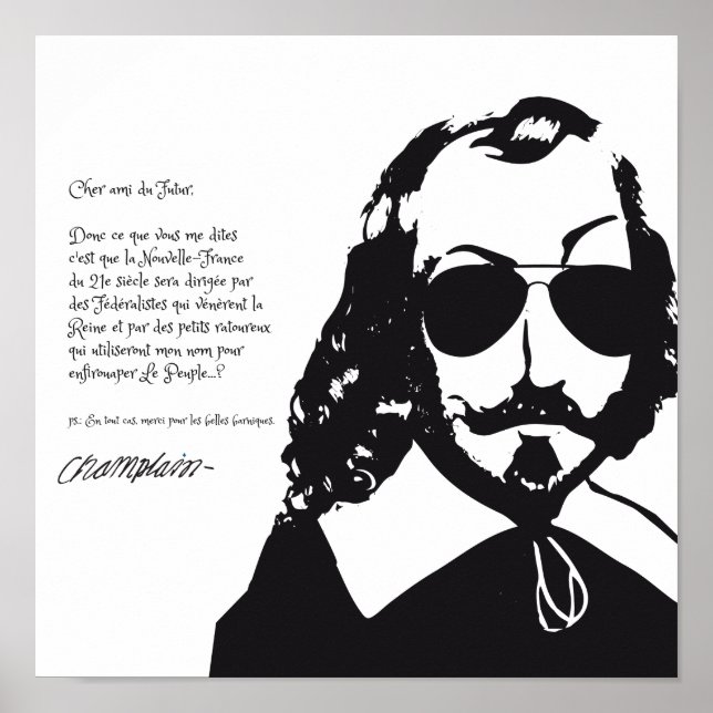 Samuel Champlain Hipster texte du future+lunettes Poster (Vorne)