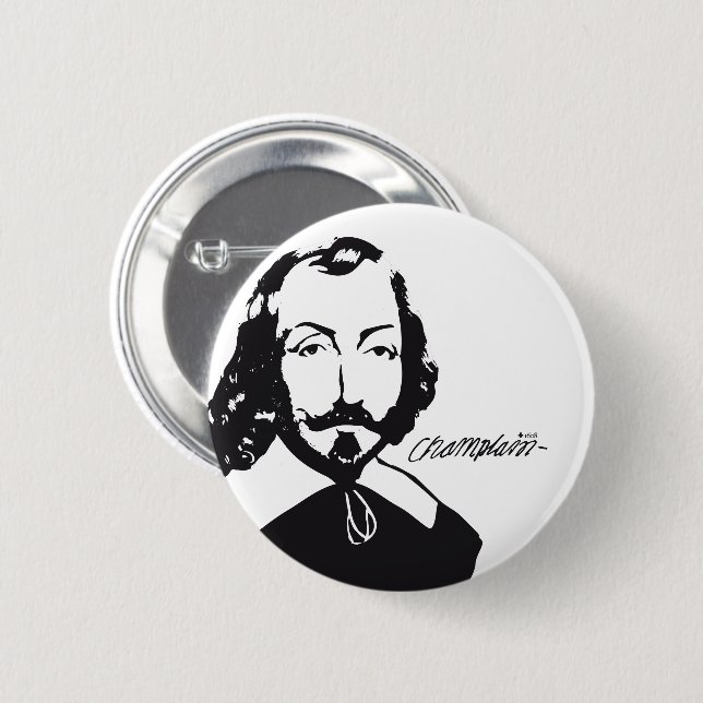 Samuel de Champlain Hipster Rose Québec Français Button (Vorne & Hinten)