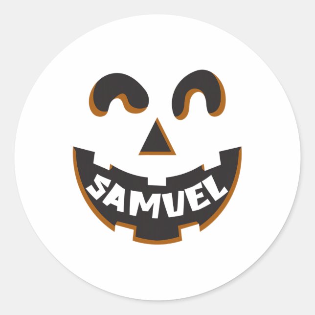 Samuel Jack O' Lantern Pumpkin Kids Custom Hallowe Runder Aufkleber (Vorderseite)
