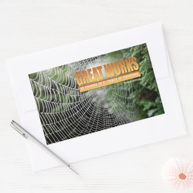 Samuel Johnson Inspirational Zitat "Tolle Werke" Rechteckiger Aufkleber (Umschlag)