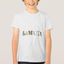 SAMUEL Name Art mit bestickten Blume Tri-Blend Shirt
