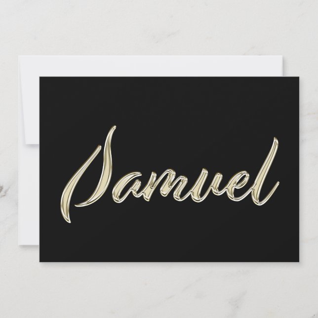 Samuel Name white gold Handwriting Karte (Vorderseite)