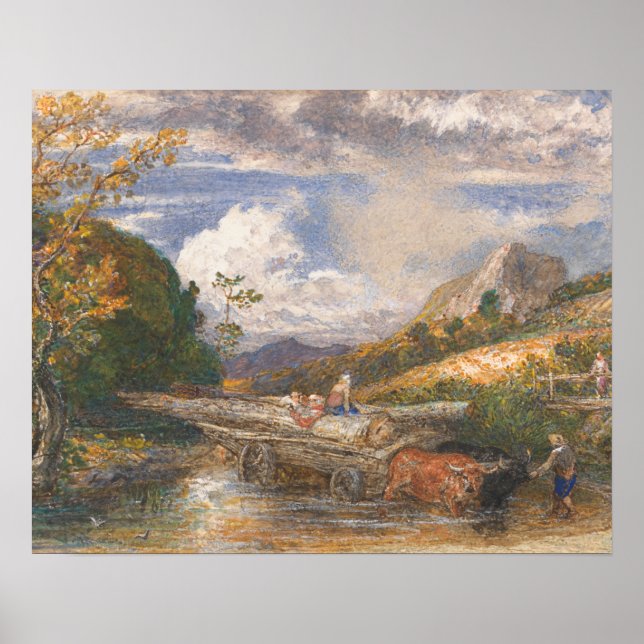Samuel Palmer - Holzwagen, der einen Strom überque Poster (Vorne)