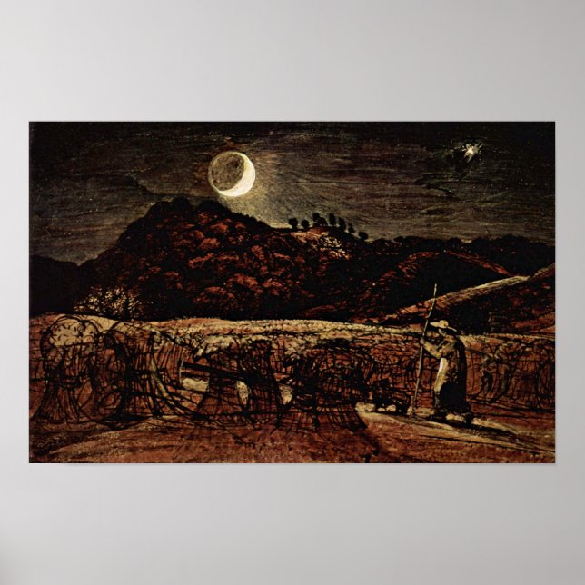 Samuel Palmer - Maisfeld im Mondlicht Poster (Vorne)