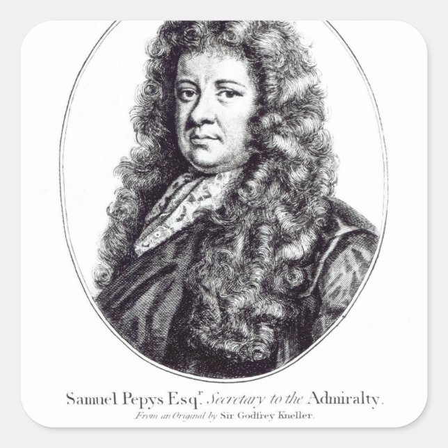 Samuel Pepys Quadratischer Aufkleber (Vorderseite)