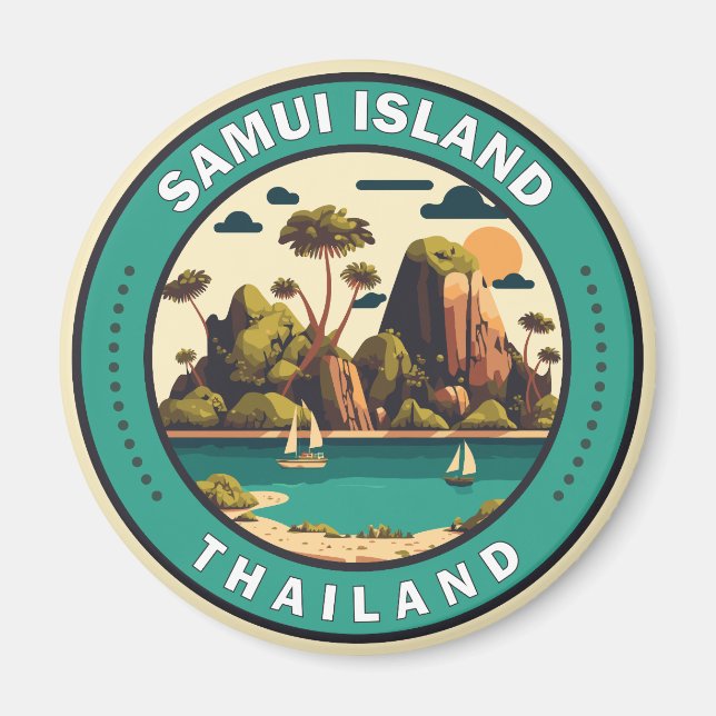 Samui Island Thailand Reisen Art Abzeichen Magnet (Vorne)