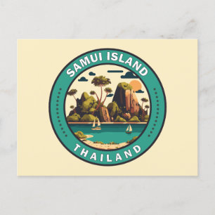 Samui Island Thailand Reisen Art Abzeichen Postkarte