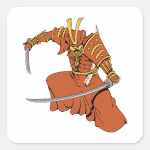 Samurai 6 ~ Ninjas Martial Arts Warrior Fantasy Ar Quadratischer Aufkleber