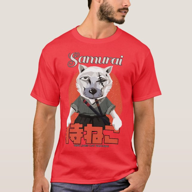 Samurai 9 Leben Katze T-Shirt (Vorderseite)