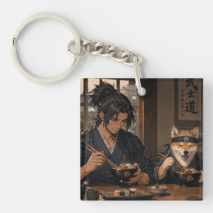 Samurai & Akita Nudel Nacht Schlüsselanhänger