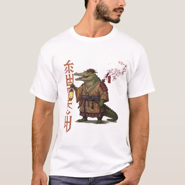 Samurai Alligator T - Shirt - Fantasy Reptile Warr (Vorderseite)
