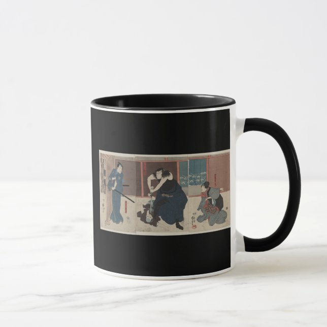 Samurai-angreifender Feind circa Japan 1848 Tasse (Rechts)