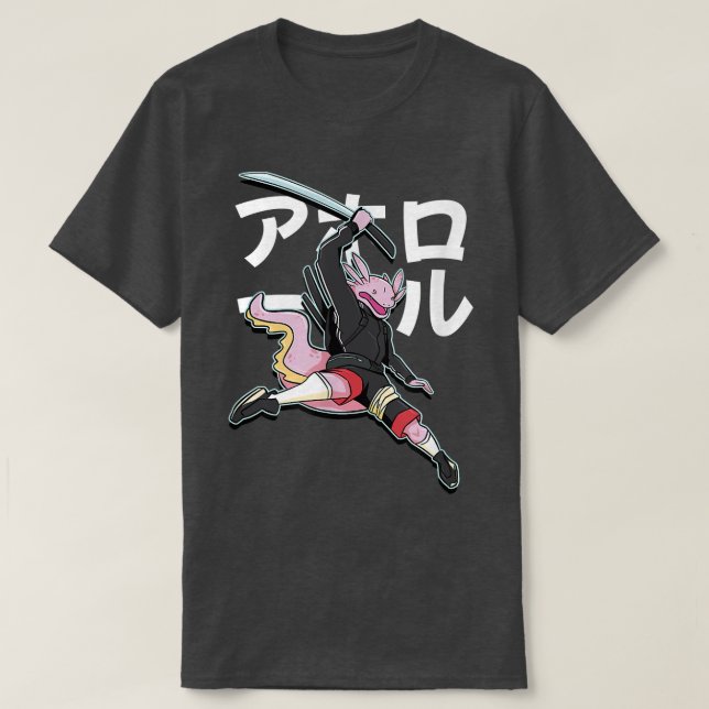 Samurai Aolotl Cartoon Funny  T-Shirt (Design vorne)