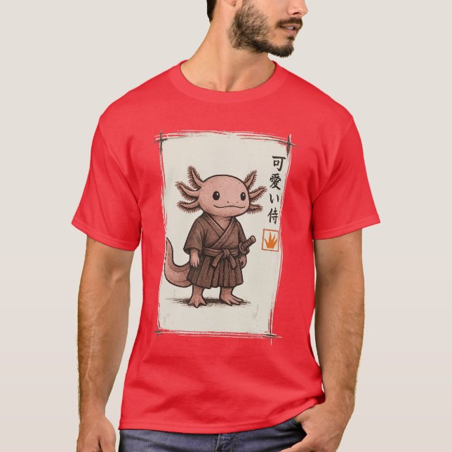 Samurai Aolotl Japanese Art Anime Funny Gifts Men  T-Shirt (Vorderseite)