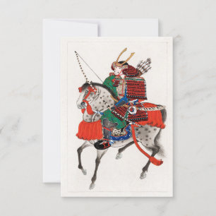 Samurai auf einem Pferd (1878) Vintage japanische Einladung