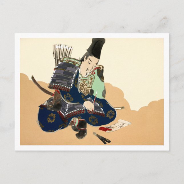 Samurai aus Momoyogusa-Blume von kamisaka Sekka Postkarte (Vorderseite)