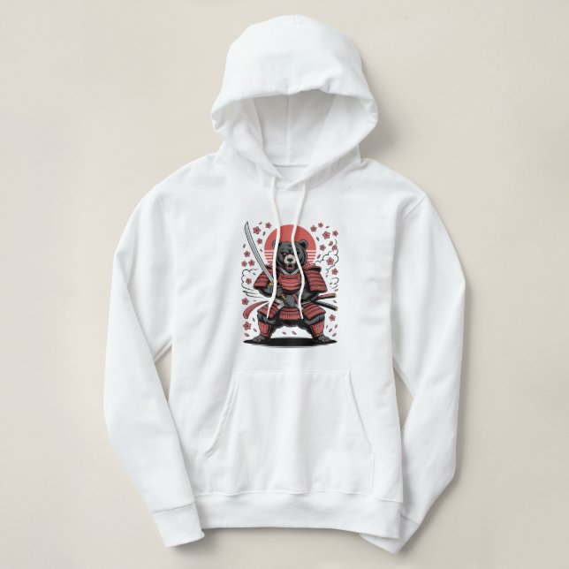 Samurai-Bär Erwachsener Pullover Hoodie (Design vorne)