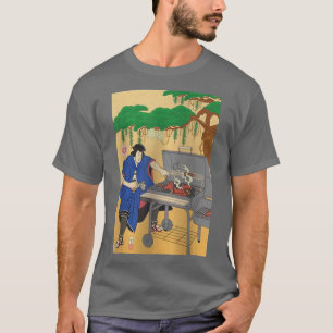 Samurai BBQ Barbecue Ukiyoe Camping Grillen Japan T-Shirt